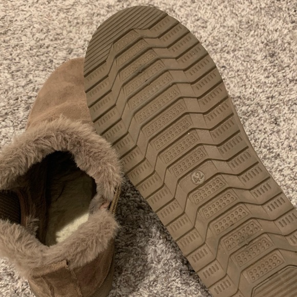 Brown Suede Ankle Boots with Fur Trim - Picture 4 of 4